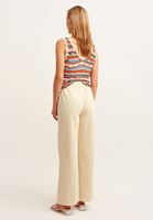 Bayan Bej Yüksek Bel Düğme Detaylı Bol Pantolon ( TENCEL™ )