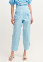 Bayan Mavi Cepli ve Pileli Bol Pantolon ( TENCEL™ ) 