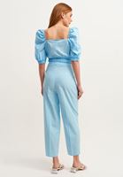 Bayan Mavi Cepli ve Pileli Bol Pantolon ( TENCEL™ ) 