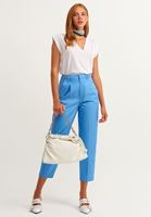 Bayan Mavi Pileli Slouchy Pantolon ( TENCEL™ )