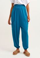 Bayan Mavi Esnek Dokulu Harem Jogger Pantolon ( TENCEL™ )