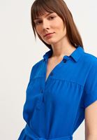 Bayan Mavi Nature Friendly Yırtmaçlı Gömlek Elbise ( TENCEL™ )