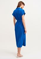 Bayan Mavi Nature Friendly Yırtmaçlı Gömlek Elbise ( TENCEL™ )