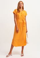 Bayan Turuncu Nature Friendly Yırtmaçlı Gömlek Elbise ( TENCEL™ )