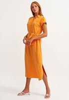 Bayan Turuncu Nature Friendly Yırtmaçlı Gömlek Elbise ( TENCEL™ )