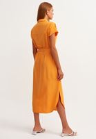 Bayan Turuncu Nature Friendly Yırtmaçlı Gömlek Elbise ( TENCEL™ )