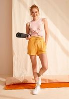 Bayan Sarı Çift Bağcıklı Sweat Şort ( TENCEL™ )