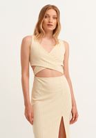 Bayan Kum Beji Cut-Out ve Yırtmaç Detaylı Elbise