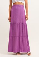 Bayan Pembe Fırfır Detaylı Uzun Etek