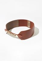Bayan Kahverengi Zincir Detaylı Kalın Kemer