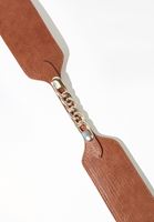 Bayan Kahverengi Zincir Detaylı Kalın Kemer