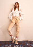 Bayan Bej Kuşaklı Velvet Jogger Pantolon ( MODAL )