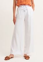 Bayan Beyaz Wide-Leg Bağcıklı Pantolon