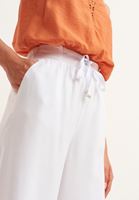 Bayan Beyaz Wide-Leg Bağcıklı Pantolon