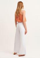 Bayan Beyaz Wide-Leg Bağcıklı Pantolon