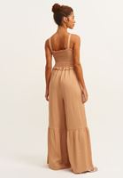 Bayan Kahverengi Gipeli Wide-Leg Tulum