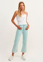 Bayan Beyaz Beli Gipeli Crop Top