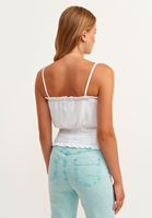 Bayan Beyaz Beli Gipeli Crop Top