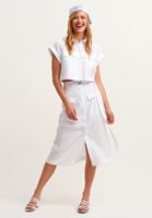 Women White Pocket Detailed Crop Shirt