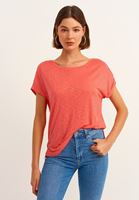 Bayan Kırmızı Bot Yaka Tişört