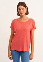 Bayan Kırmızı Bot Yaka Tişört