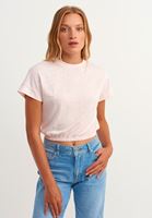 Bayan Pembe Beli Lastikli Sıfır Yaka Tişört