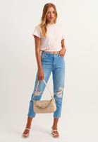 Bayan Pembe Beli Lastikli Sıfır Yaka Tişört