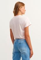 Bayan Pembe Beli Lastikli Sıfır Yaka Tişört