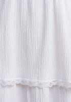 Bayan Beyaz Fırfır ve Nakış Detaylı Maxi Elbise