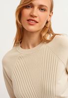 Bayan Açık Krem Gömlek Detaylı Sıfır Yaka Triko