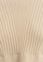 Bayan Açık Krem Gömlek Detaylı Sıfır Yaka Triko