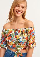 Bayan Çok Renkli Balon Kollu Crop Top