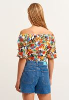Bayan Çok Renkli Balon Kollu Crop Top