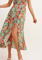 Bayan Çok Renkli Bağlama Detaylı ve Yırmaçlı Uzun Elbise