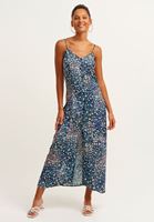 Bayan Çok Renkli Floral Desenli Askılı Elbise