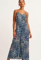 Bayan Çok Renkli Floral Desenli Askılı Elbise