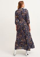 Bayan Çok Renkli Fırfırlı ve Desenli Maxi Elbise