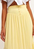 Bayan Sarı Bel Detaylı Midi Boy Etek