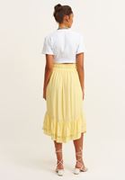 Bayan Sarı Bel Detaylı Midi Boy Etek