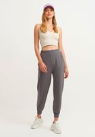 Bayan Koyu Gri Yumuşak Dokulu Jogger Pantolon