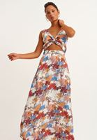 Bayan Çok Renkli Cut-Out Detaylı Maxi Elbise
