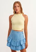 Bayan Sarı Cut-Out Detaylı Halter Yaka Atlet