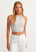 Bayan Gri Cut-Out Detaylı Halter Yaka Atlet