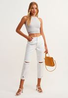 Bayan Gri Cut-Out Detaylı Halter Yaka Atlet