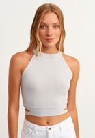 Bayan Gri Cut-Out Detaylı Halter Yaka Atlet