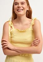 Bayan Sarı Gipeli Crop Tank Top