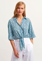 Bayan Çok Renkli Beli Bağlamalı Desenli Gömlek