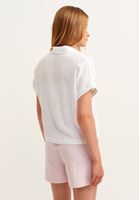 Bayan Beyaz Kısa Kollu Crop Gömlek