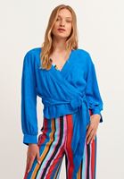 Bayan Mavi Bağlama Detaylı Kruvaze Kimono