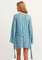 Bayan Çok Renkli Desenli ve Kuşaklı Kimono